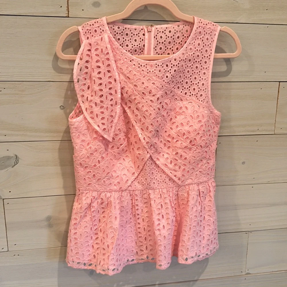 Lilly Pulitzer Diana Pink Eyelet, Pink Tropics Peplum Top, NWT - Picture 5 of 9